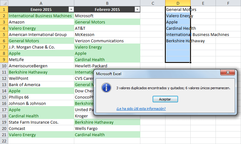 Cómo identificar datos duplicados en dos columnas de Excel