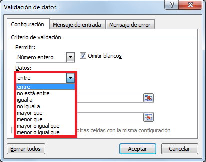 Ejemplos de validación de datos en Excel ejemplo