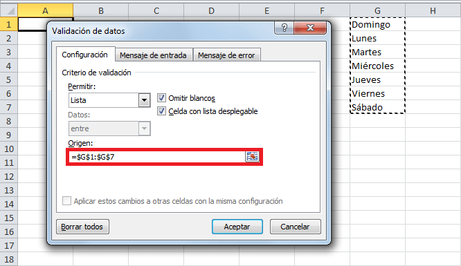 Protección de celdas con validación de datos en Excel